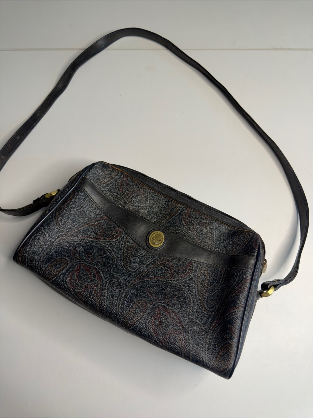 Liz Claiborne Black Paisley Crossbody with Subtle Multicolor Accents